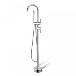 Euro Round Chrome Freestanding Bath Mixer Taps With Hand held Shower Tapware Bathtub Filler  Euro Round Chrome Freestanding Bath Mixer Taps With Hand held Shower Tapware Bathtub Filler